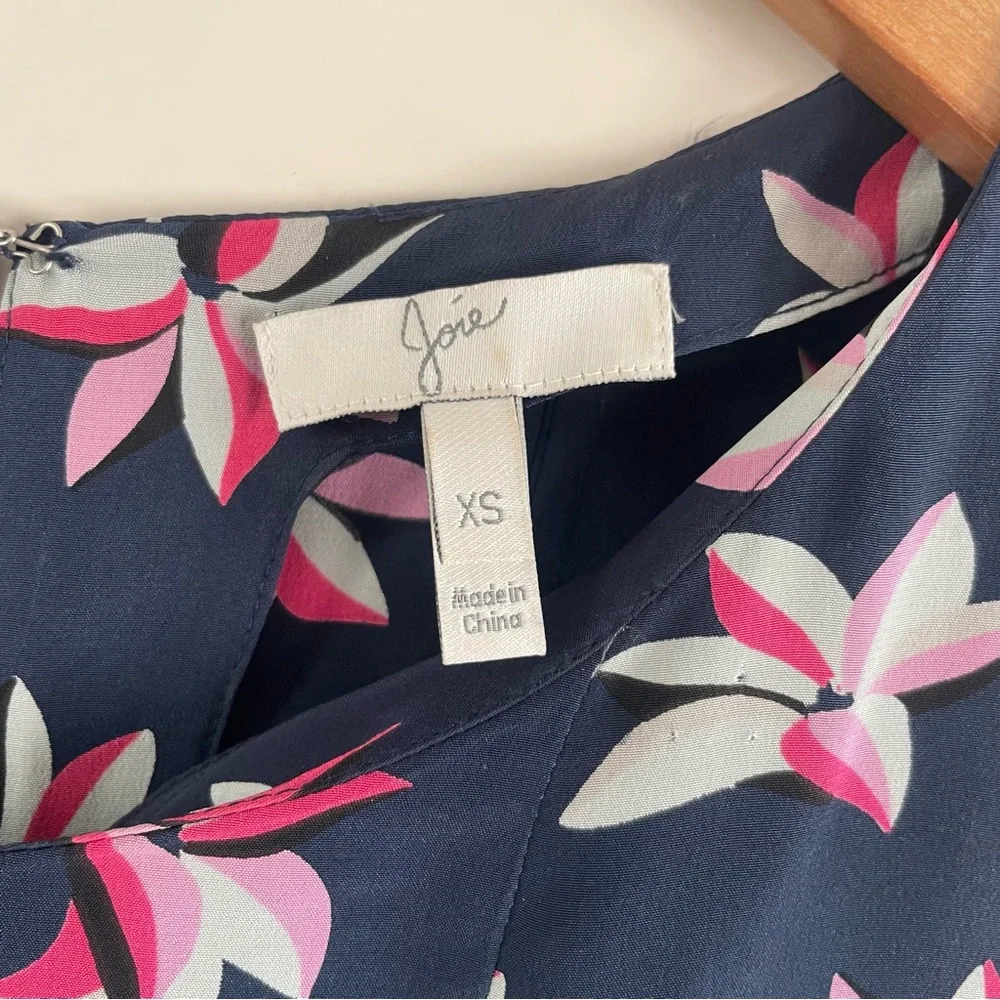 Joie Medina Navy and Pink Tropical Floral Mini Dress - Picture 4 of 10